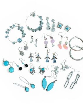 Silver Tone Women's Earrings Bundle - Mixed Styles